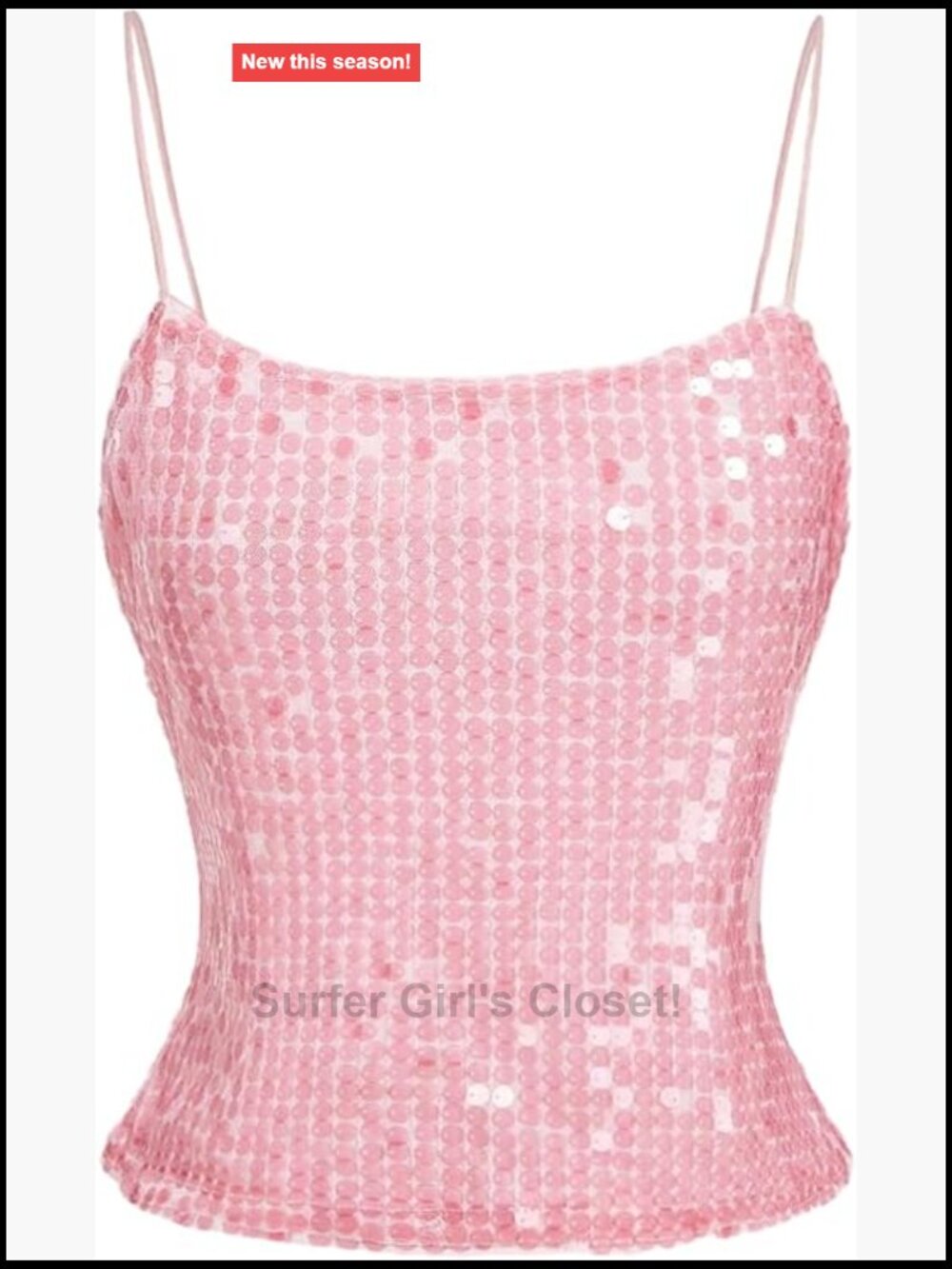Sparkly Sequin Cami Top Sleeveless Spaghetti Strap Crop Top Party Club